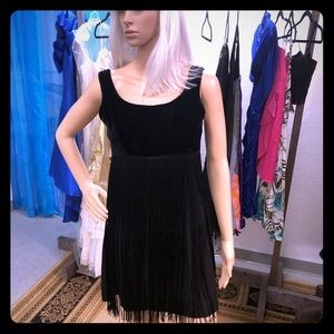 Vintage black fringe mini dress